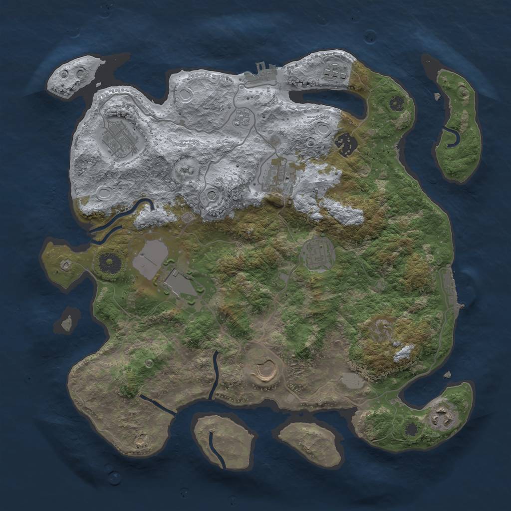 Rust Map: Procedural Map, Size: 3500, Seed: 41421142, 17 Monuments