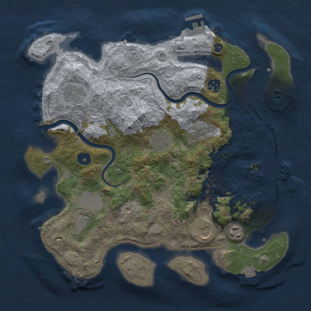 Rust Map: Procedural Map, Size: 3500, Seed: 41421142, 14 Monuments