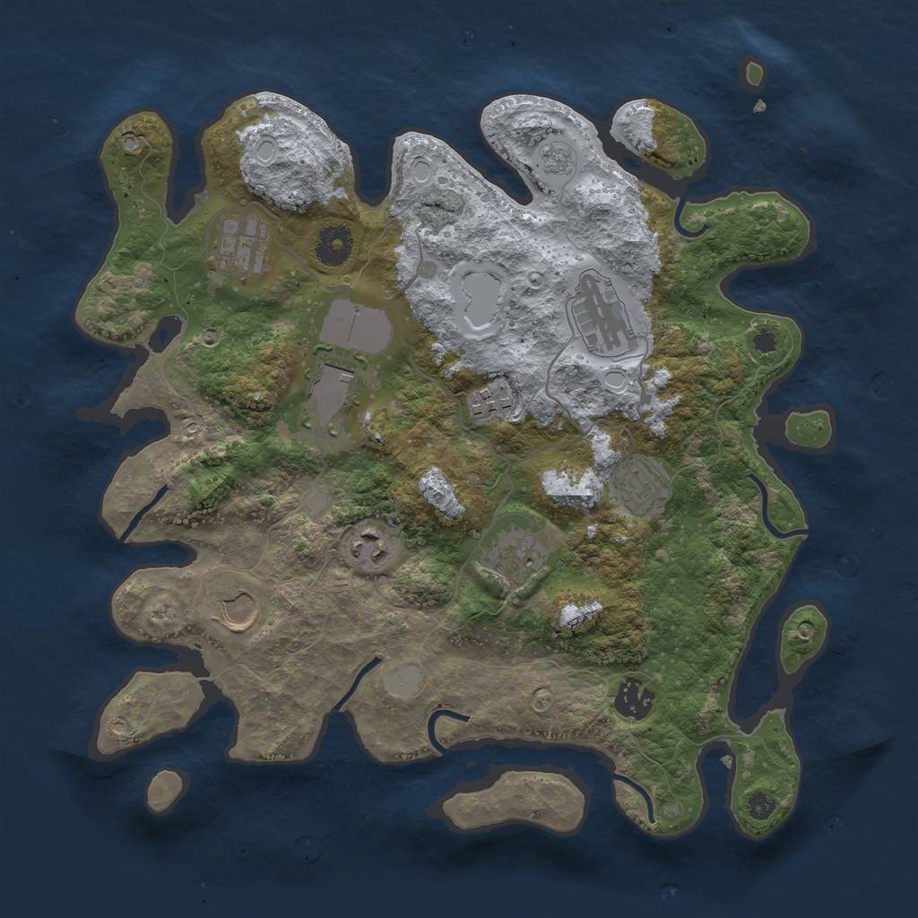 Rust Map: Procedural Map, Size: 3500, Seed: 44017139, 15 Monuments