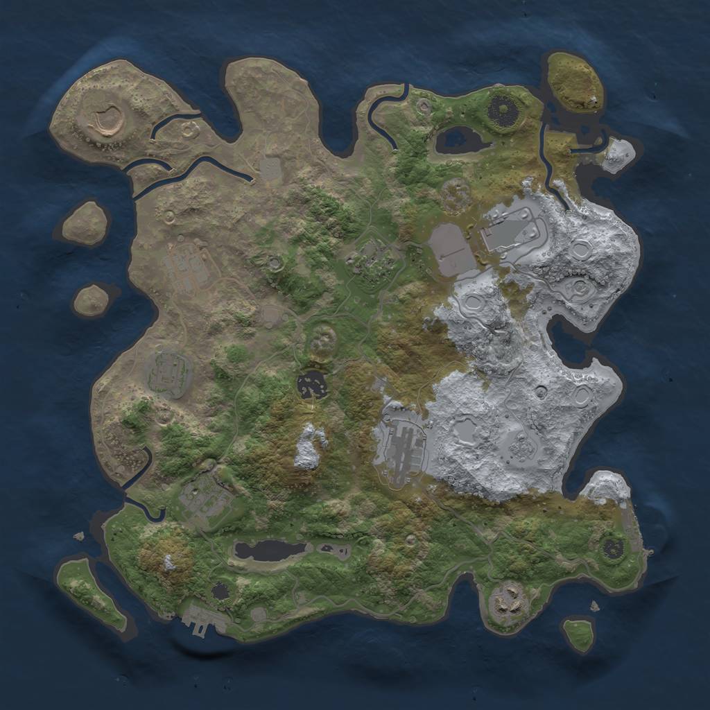 Rust Map: Procedural Map, Size: 3500, Seed: 47193834, 18 Monuments