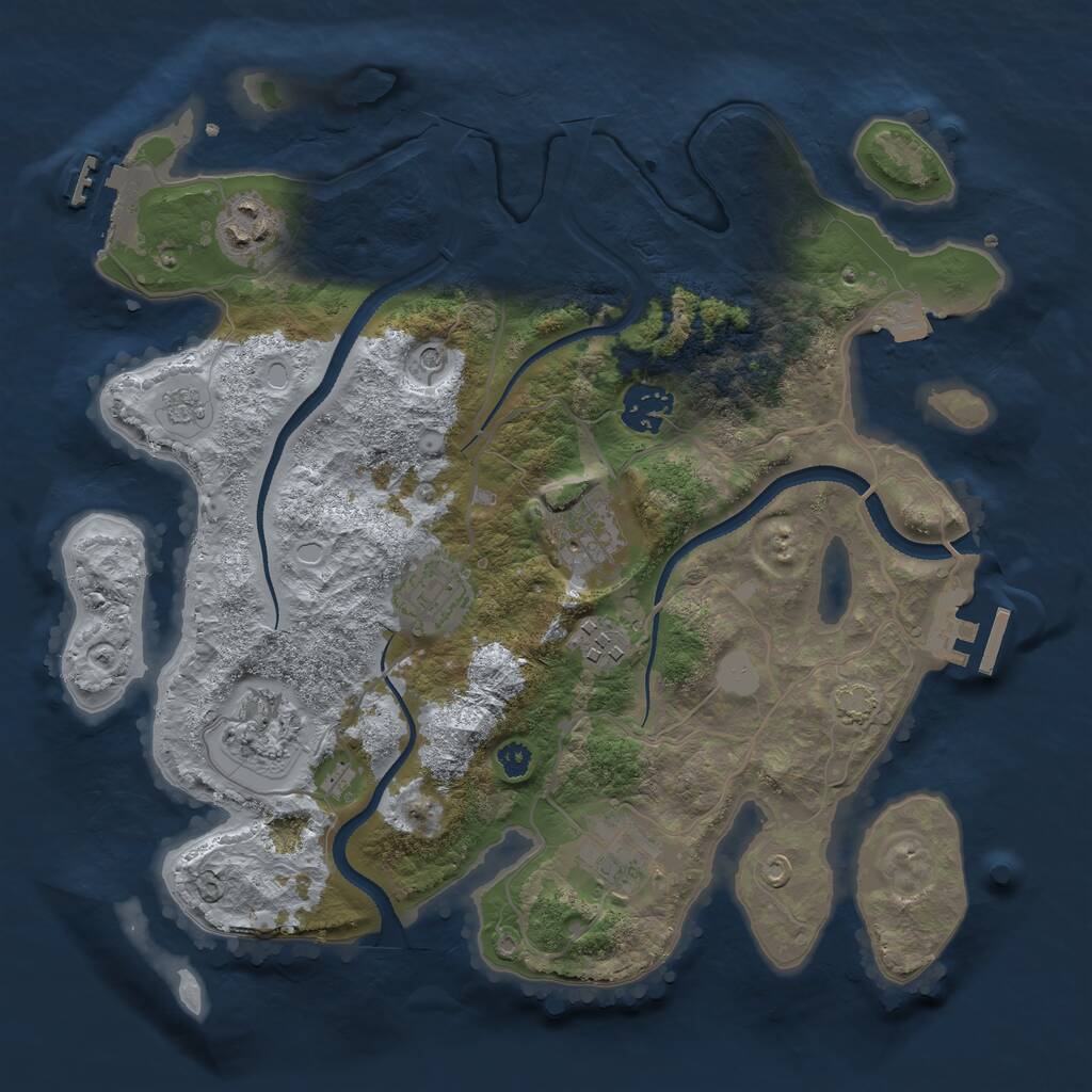 Rust Map: Procedural Map, Size: 3250, Seed: 161744823, 13 Monuments