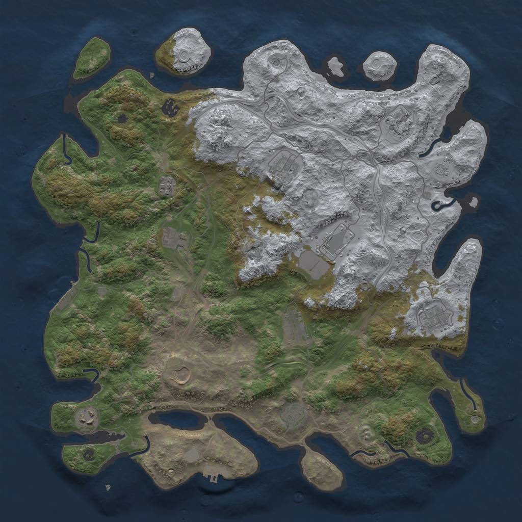 Rust Map: Procedural Map, Size: 4500, Seed: 1344830315, 20 Monuments