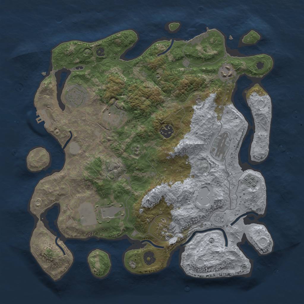 Rust Map: Procedural Map, Size: 3500, Seed: 80837203, 17 Monuments