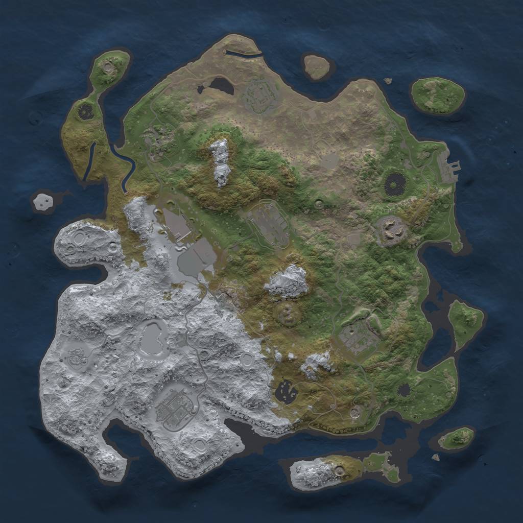 Rust Map: Procedural Map, Size: 3500, Seed: 23425997, 16 Monuments