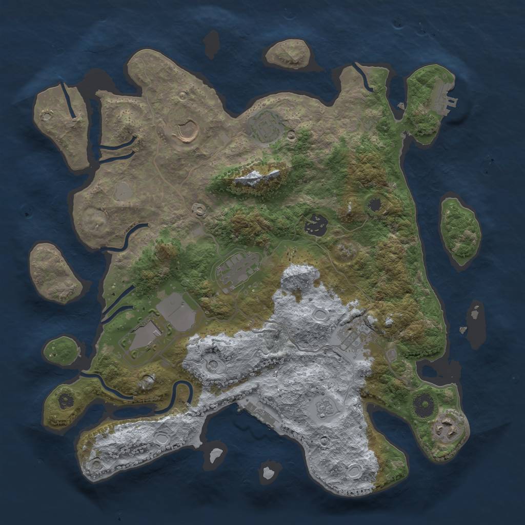 Rust Map: Procedural Map, Size: 3500, Seed: 20694888, 16 Monuments