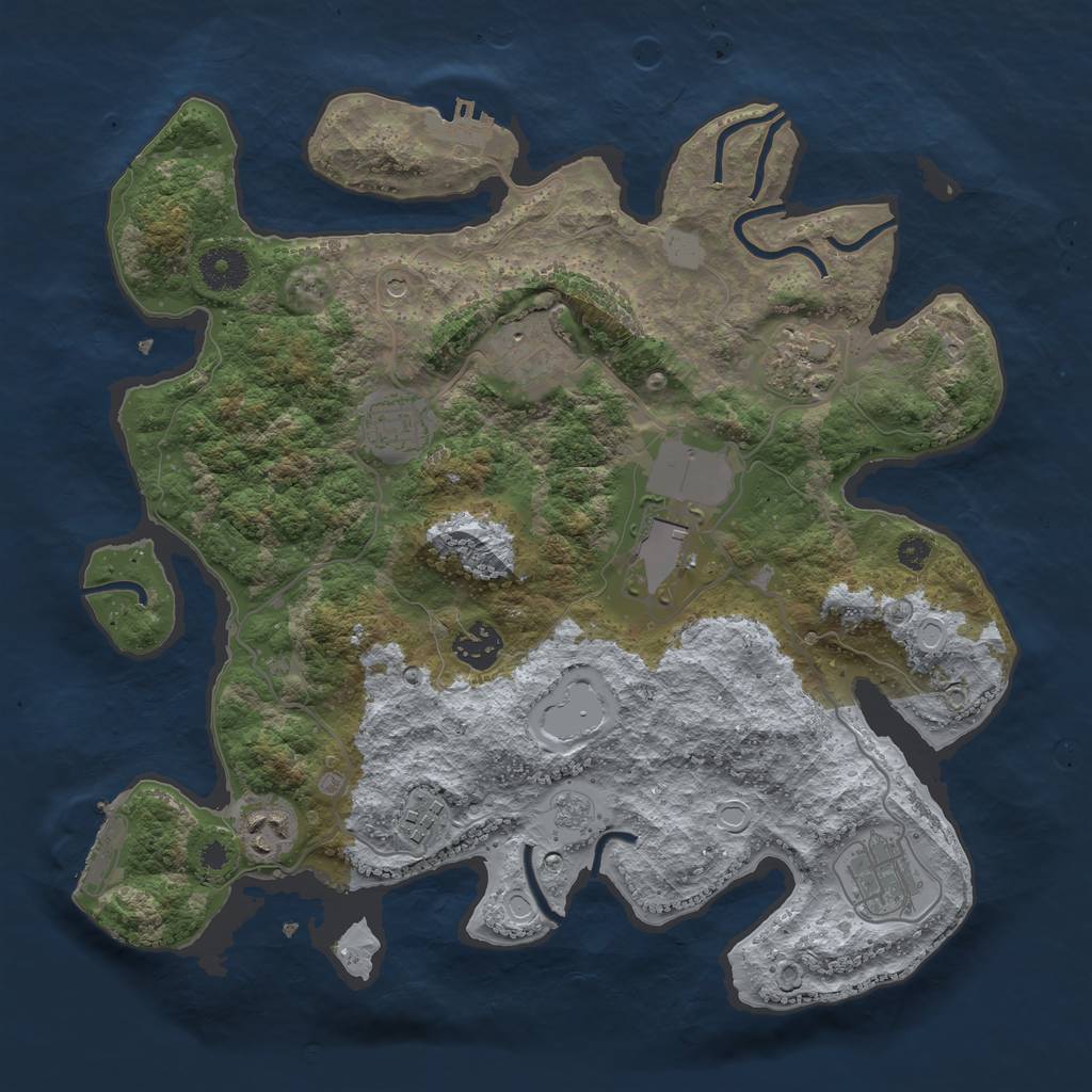 Rust Map: Procedural Map, Size: 3500, Seed: 7146416, 17 Monuments