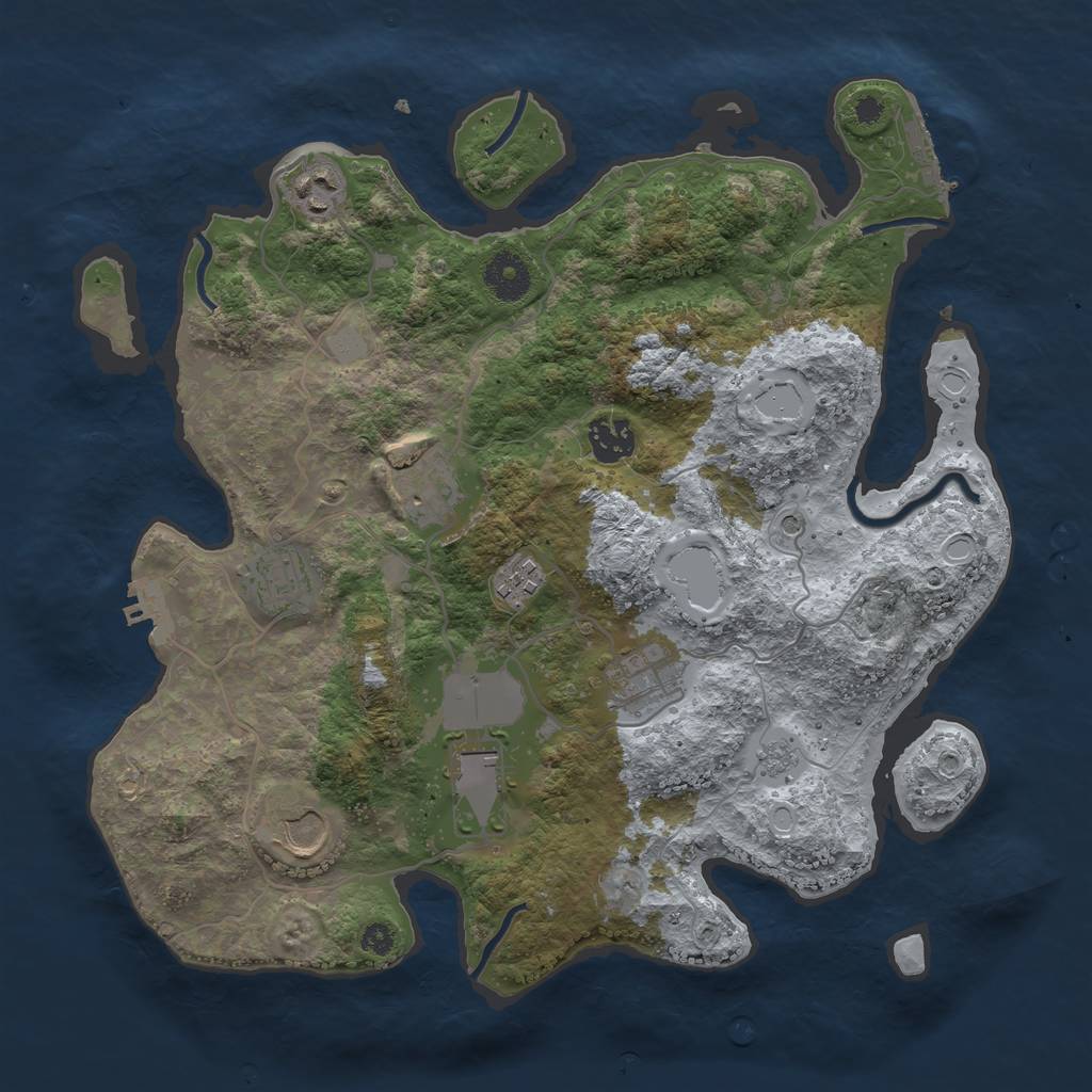 Rust Map: Procedural Map, Size: 3500, Seed: 3761375, 17 Monuments