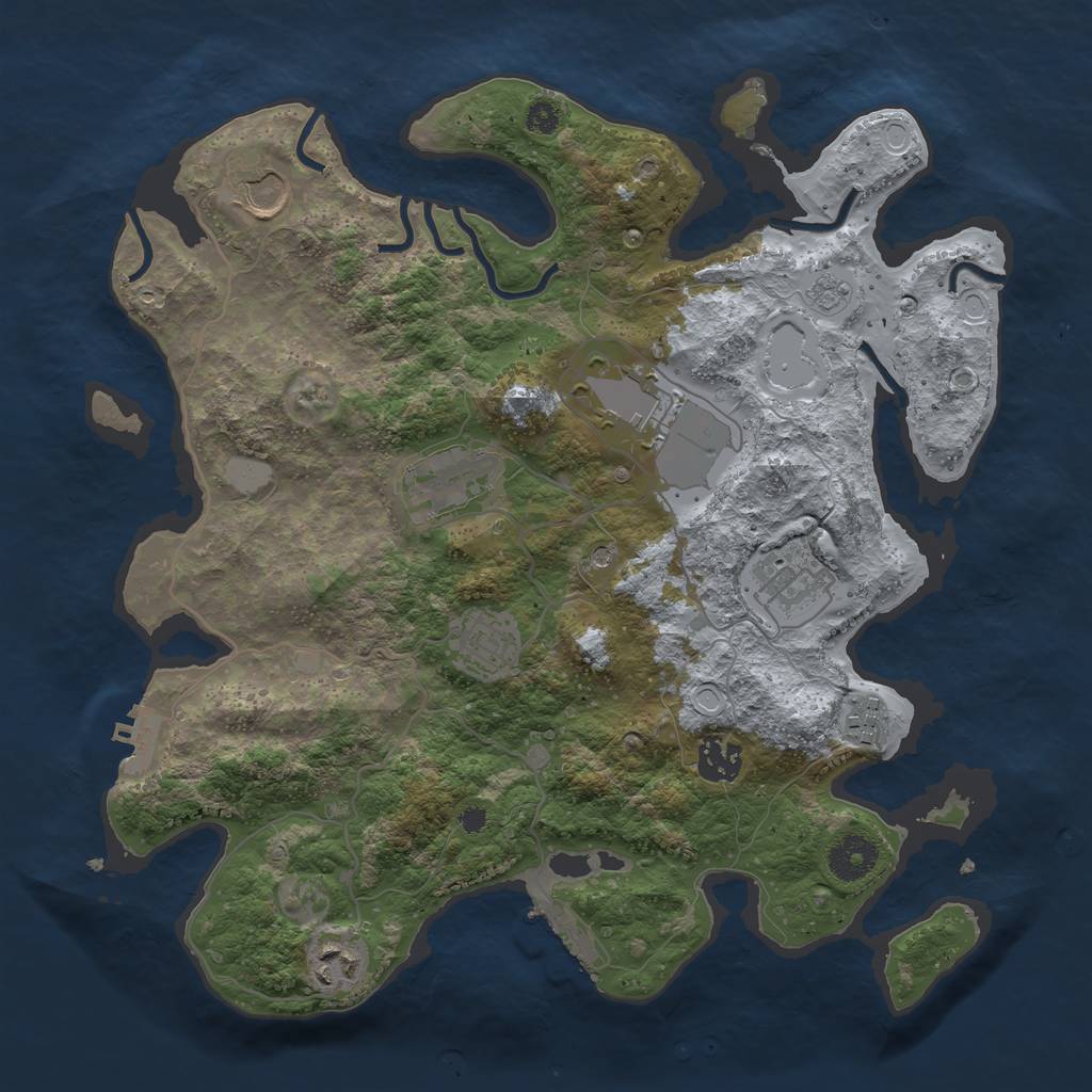 Rust Map: Procedural Map, Size: 3500, Seed: 28480875, 15 Monuments