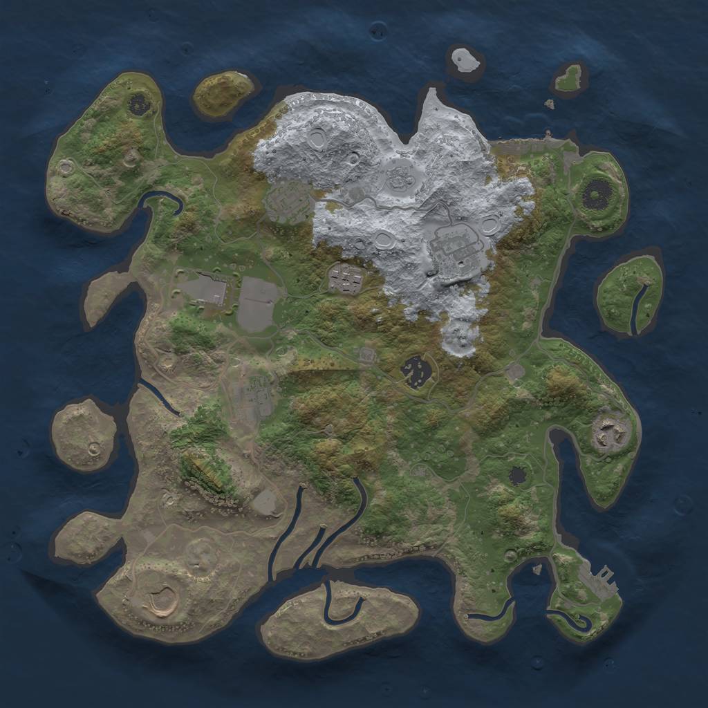 Rust Map: Procedural Map, Size: 3500, Seed: 54493525, 16 Monuments