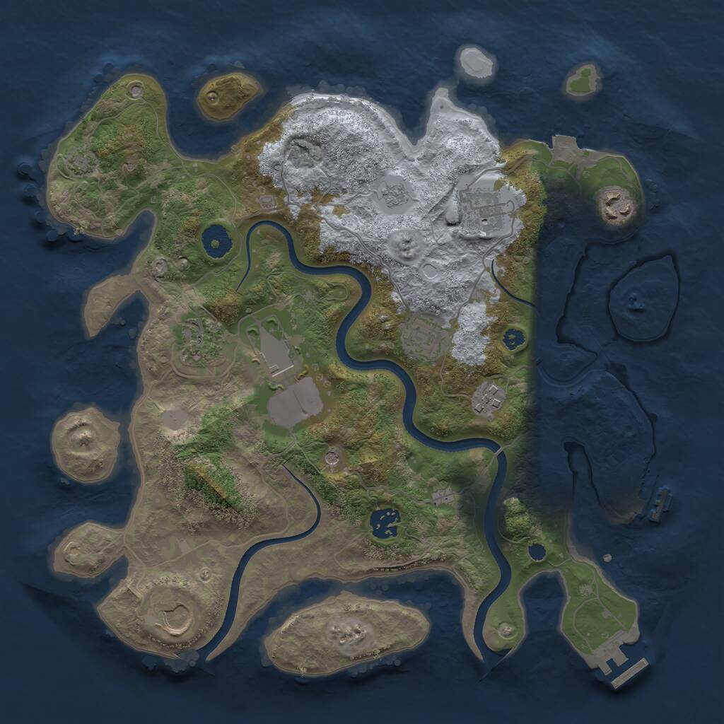 Rust Map: Procedural Map, Size: 3500, Seed: 54493525, 14 Monuments
