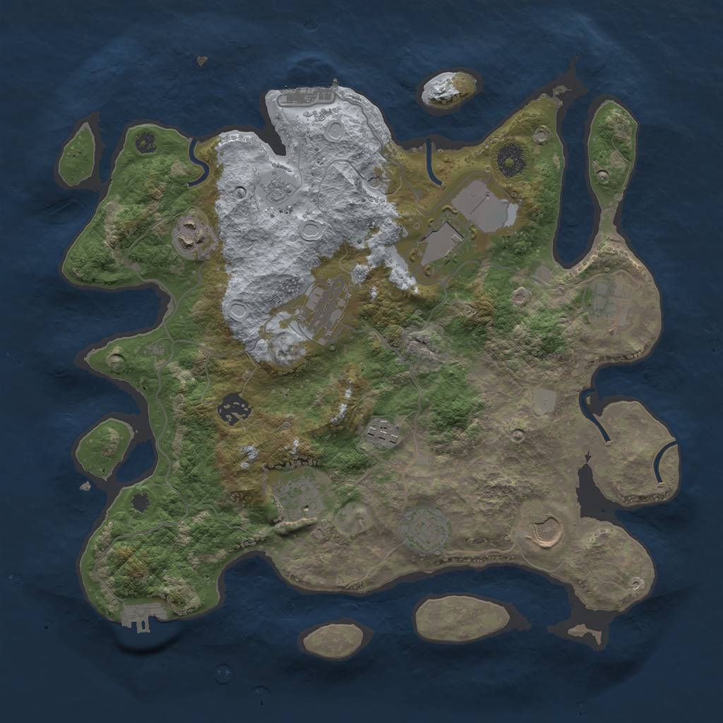 Rust Map: Procedural Map, Size: 3500, Seed: 614795117, 18 Monuments