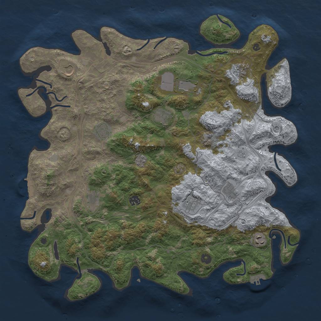 Rust Map: Procedural Map, Size: 4500, Seed: 1069905930, 18 Monuments