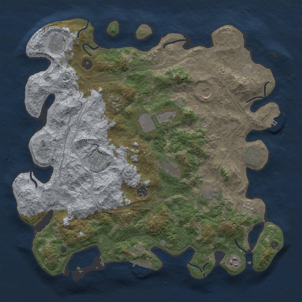 Rust Map: Procedural Map, Size: 4250, Seed: 261496244, 20 Monuments