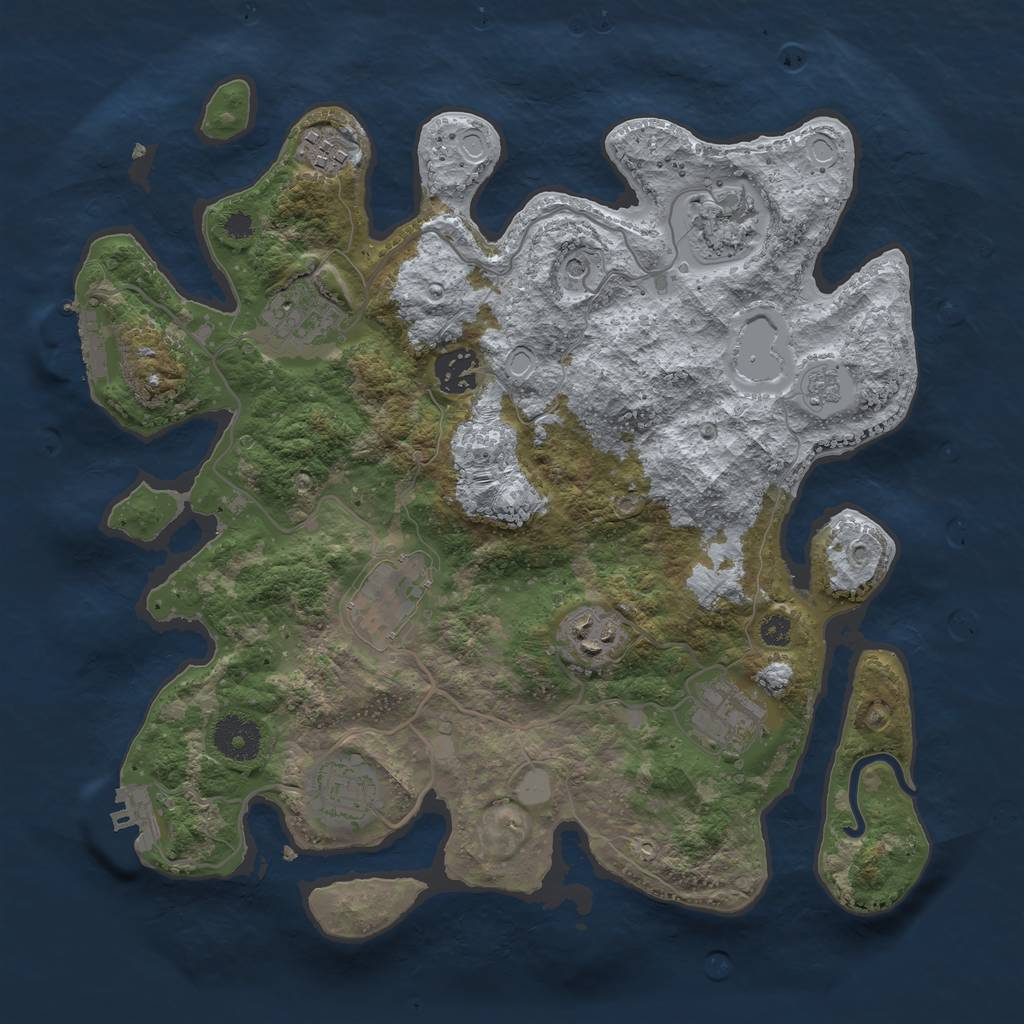 Rust Map: Procedural Map, Size: 3333, Seed: 2644, 17 Monuments