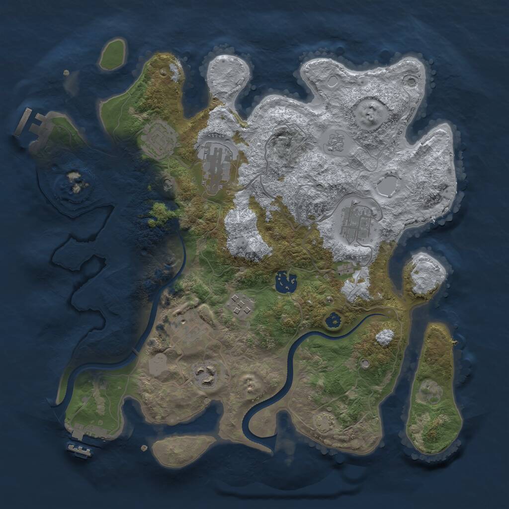 Rust Map: Procedural Map, Size: 3333, Seed: 2644, 13 Monuments