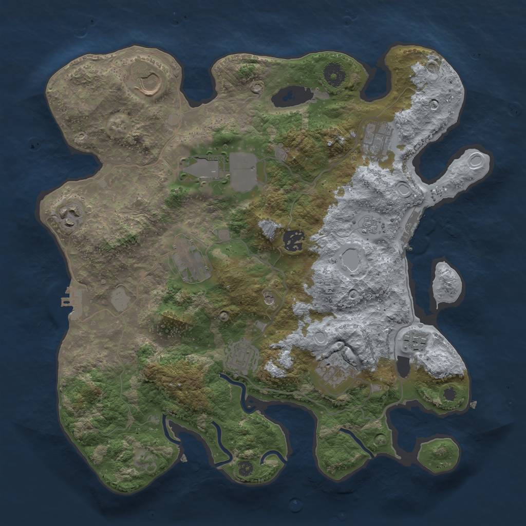 Rust Map: Procedural Map, Size: 3500, Seed: 43145451, 18 Monuments