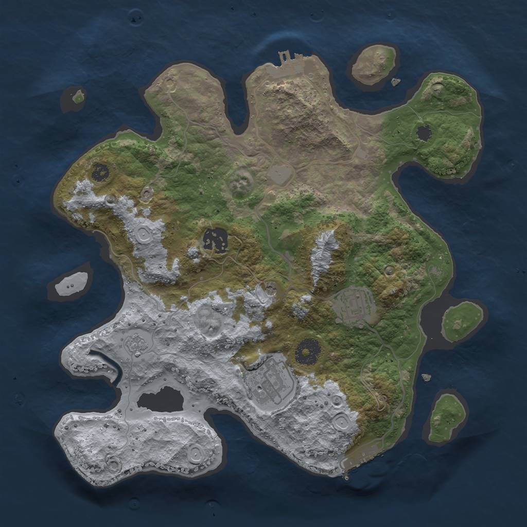 Rust Map: Procedural Map, Size: 3000, Seed: 9603842, 12 Monuments