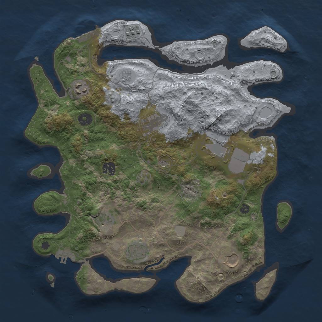 Rust Map: Procedural Map, Size: 3500, Seed: 61738182, 17 Monuments