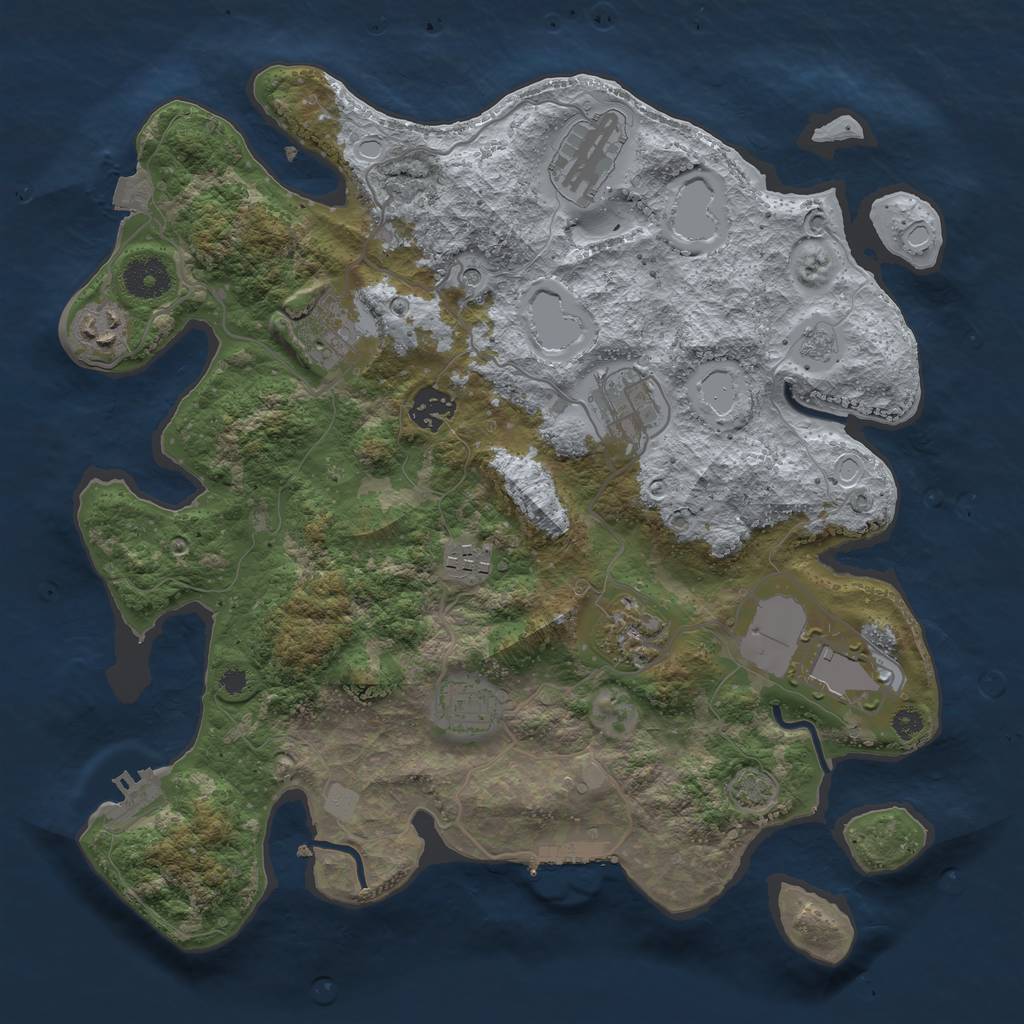 Rust Map: Procedural Map, Size: 3500, Seed: 18021448, 17 Monuments