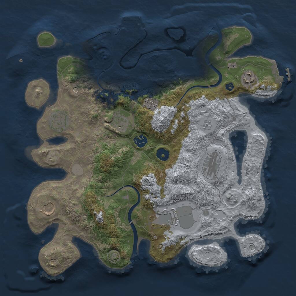 Rust Map: Procedural Map, Size: 3500, Seed: 66365619, 14 Monuments