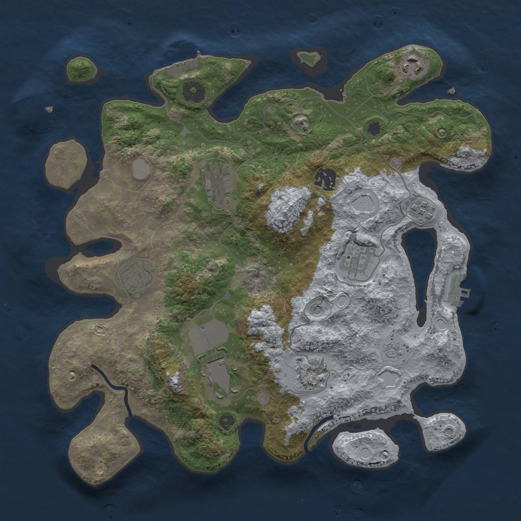 Rust Map: Procedural Map, Size: 3500, Seed: 66365619, 17 Monuments