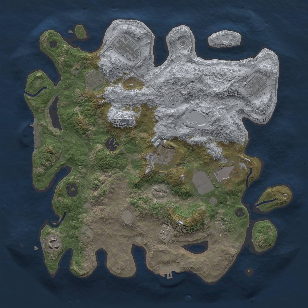 Rust Map: Procedural Map, Size: 3500, Seed: 93252469, 18 Monuments