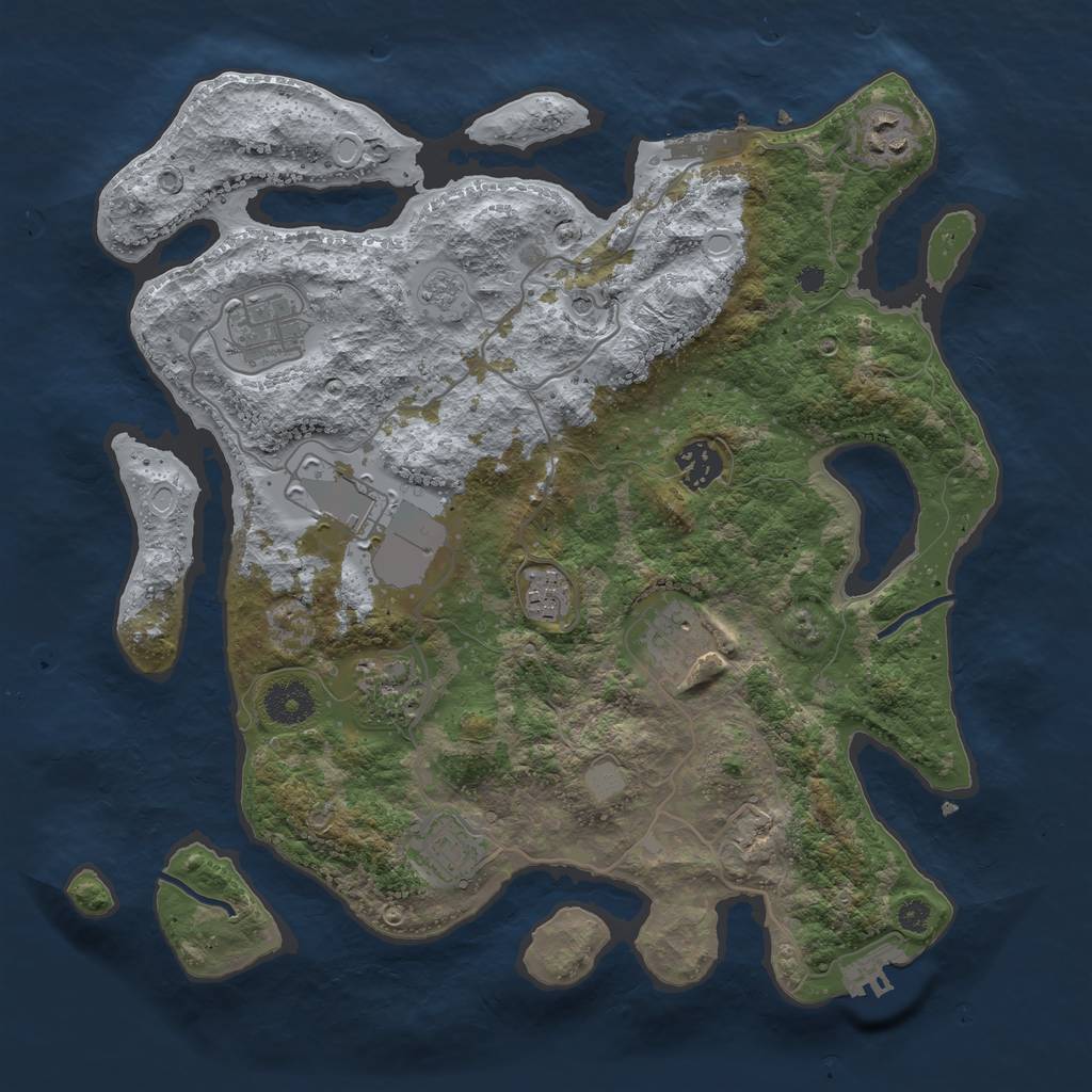 Rust Map: Procedural Map, Size: 3500, Seed: 441390553, 17 Monuments