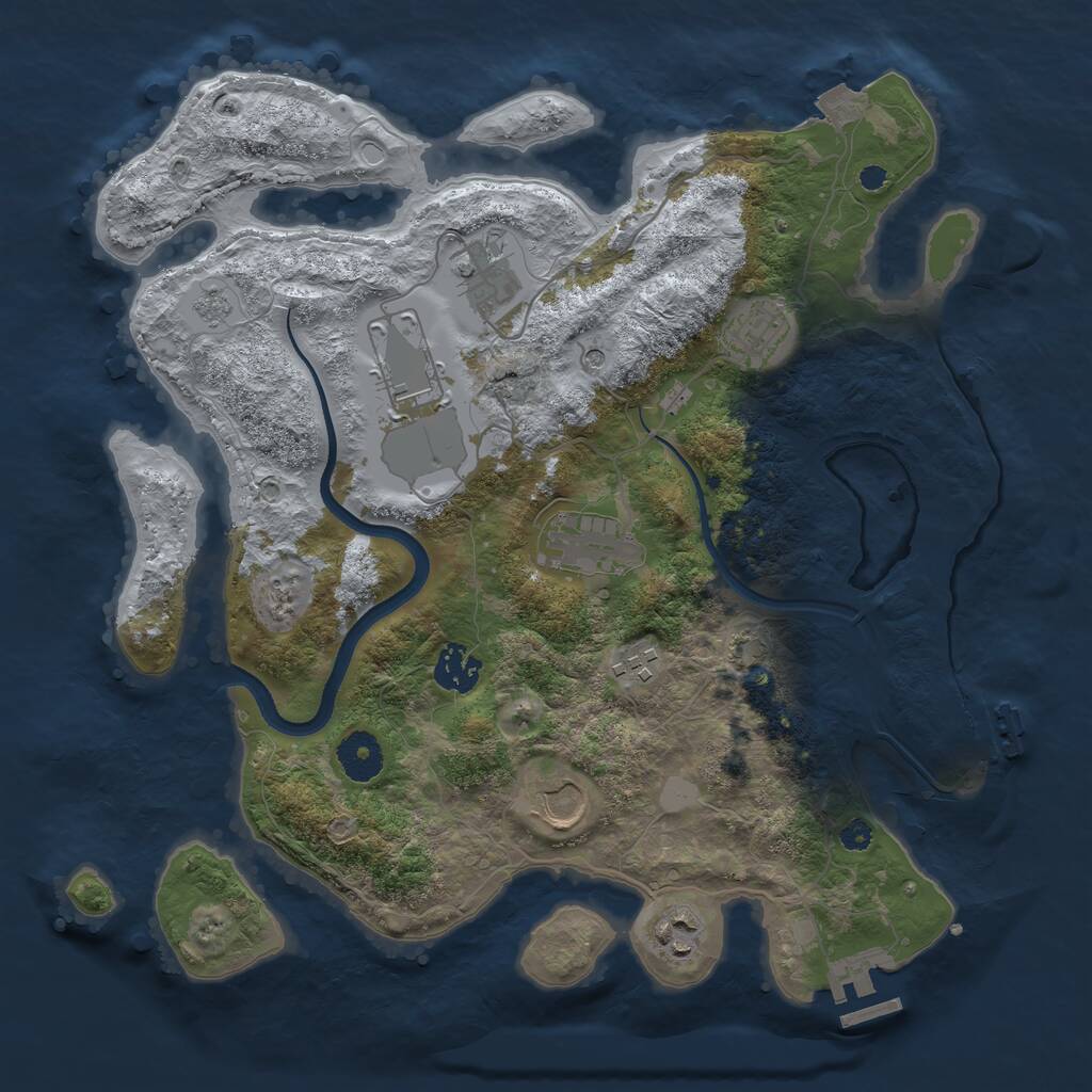 Rust Map: Procedural Map, Size: 3500, Seed: 441390553, 14 Monuments