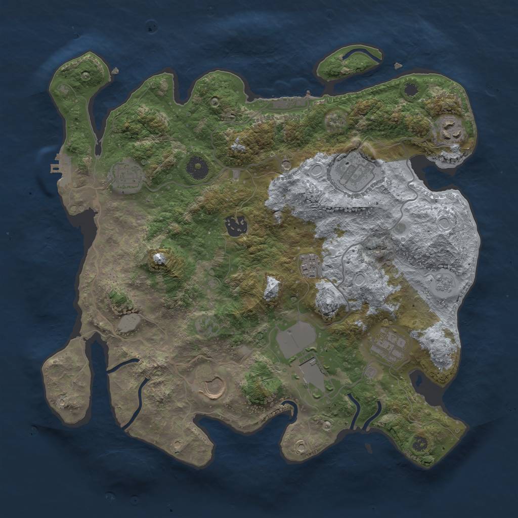 Rust Map: Procedural Map, Size: 3500, Seed: 54490313, 17 Monuments