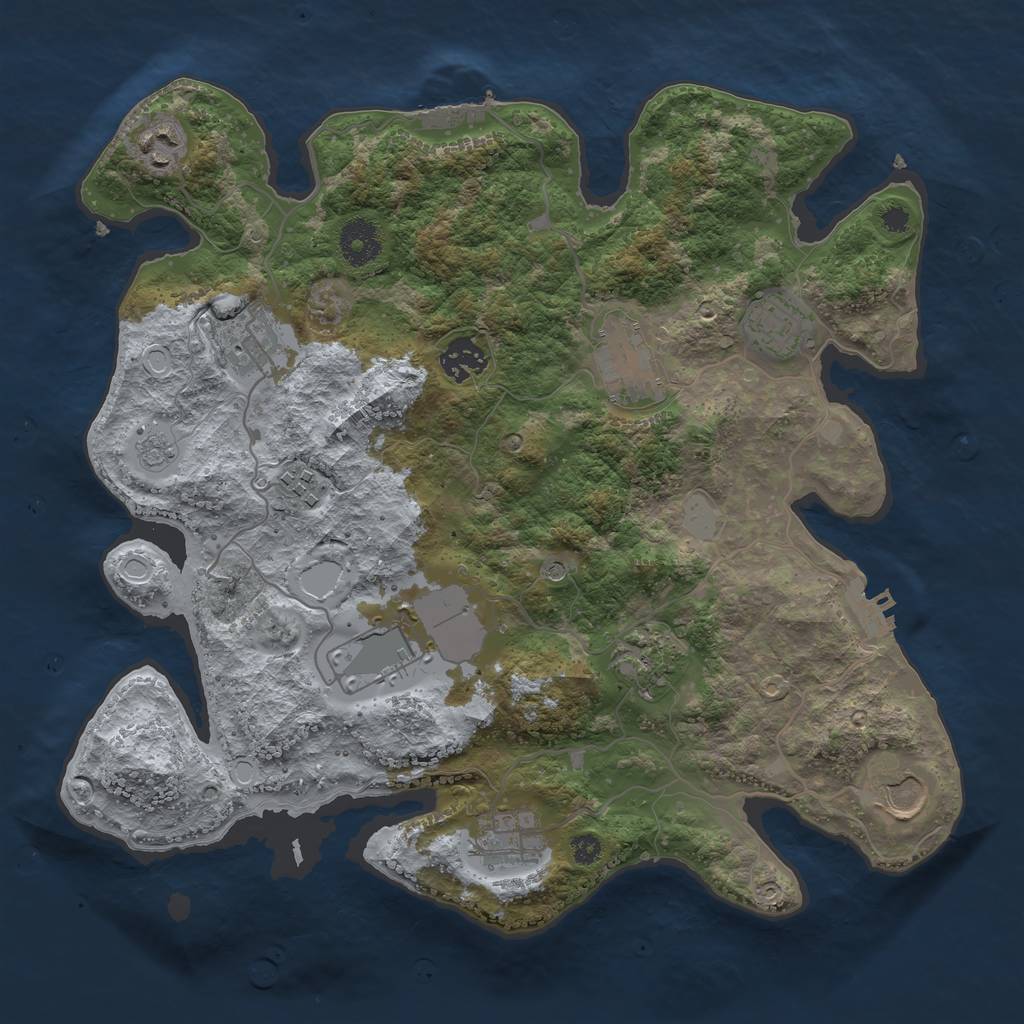 Rust Map: Procedural Map, Size: 3500, Seed: 58785290, 17 Monuments