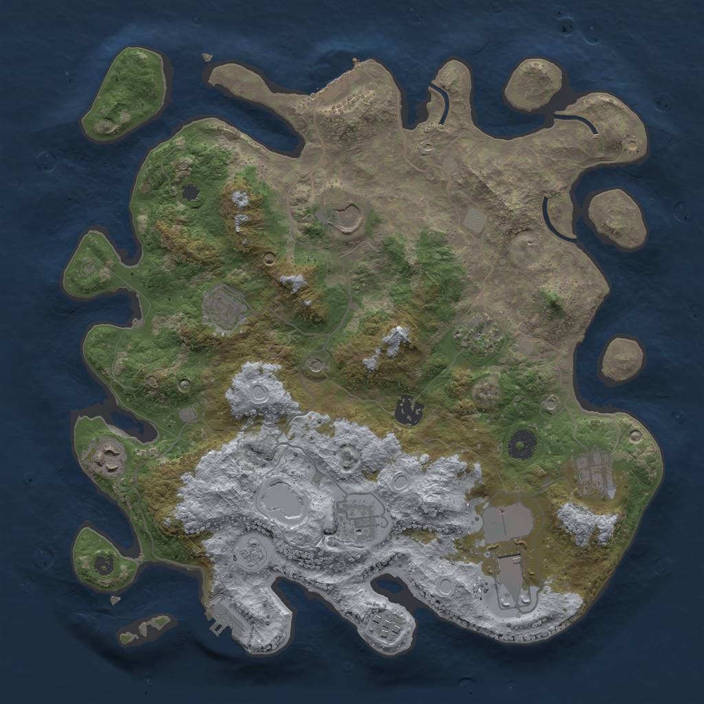 Rust Map: Procedural Map, Size: 3600, Seed: 181713859, 18 Monuments