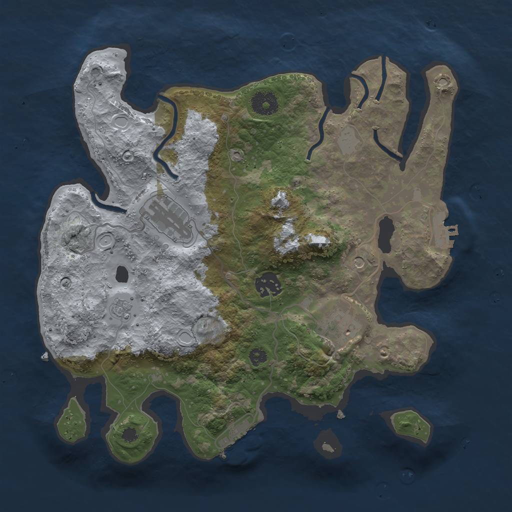 Rust Map: Procedural Map, Size: 3000, Seed: 77653, 12 Monuments