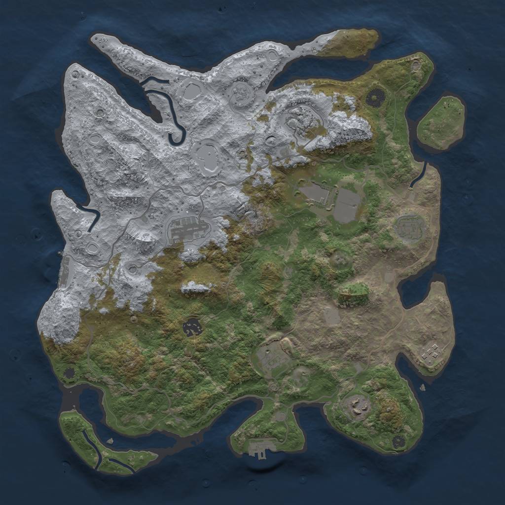 Rust Map: Procedural Map, Size: 4000, Seed: 1074095703, 17 Monuments