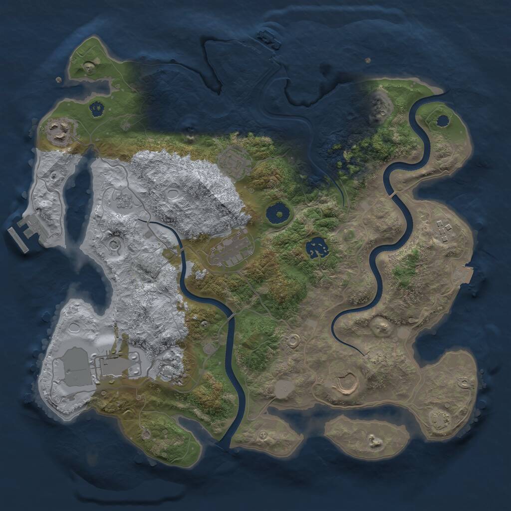 Rust Map: Procedural Map, Size: 3500, Seed: 55038800, 14 Monuments