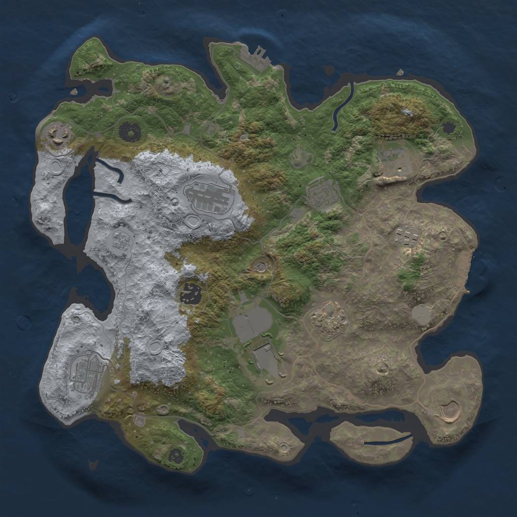 Rust Map: Procedural Map, Size: 3500, Seed: 55038800, 19 Monuments