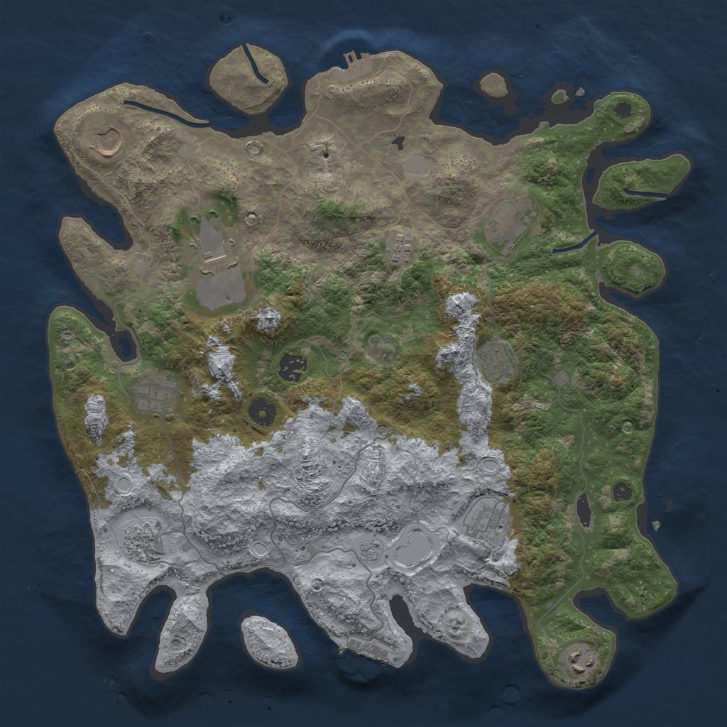 Rust Map: Procedural Map, Size: 3900, Seed: 536835212, 19 Monuments