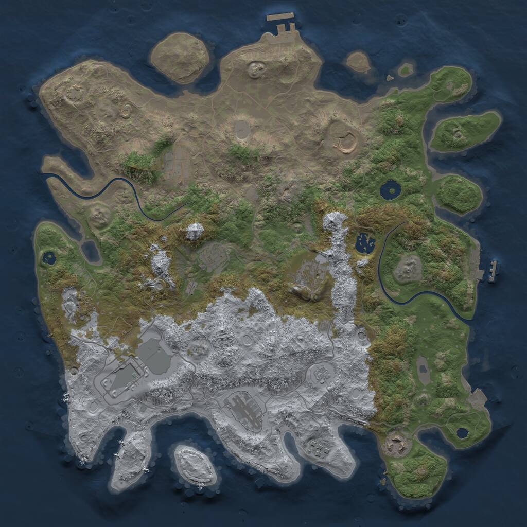 Rust Map: Procedural Map, Size: 3900, Seed: 536835212, 16 Monuments