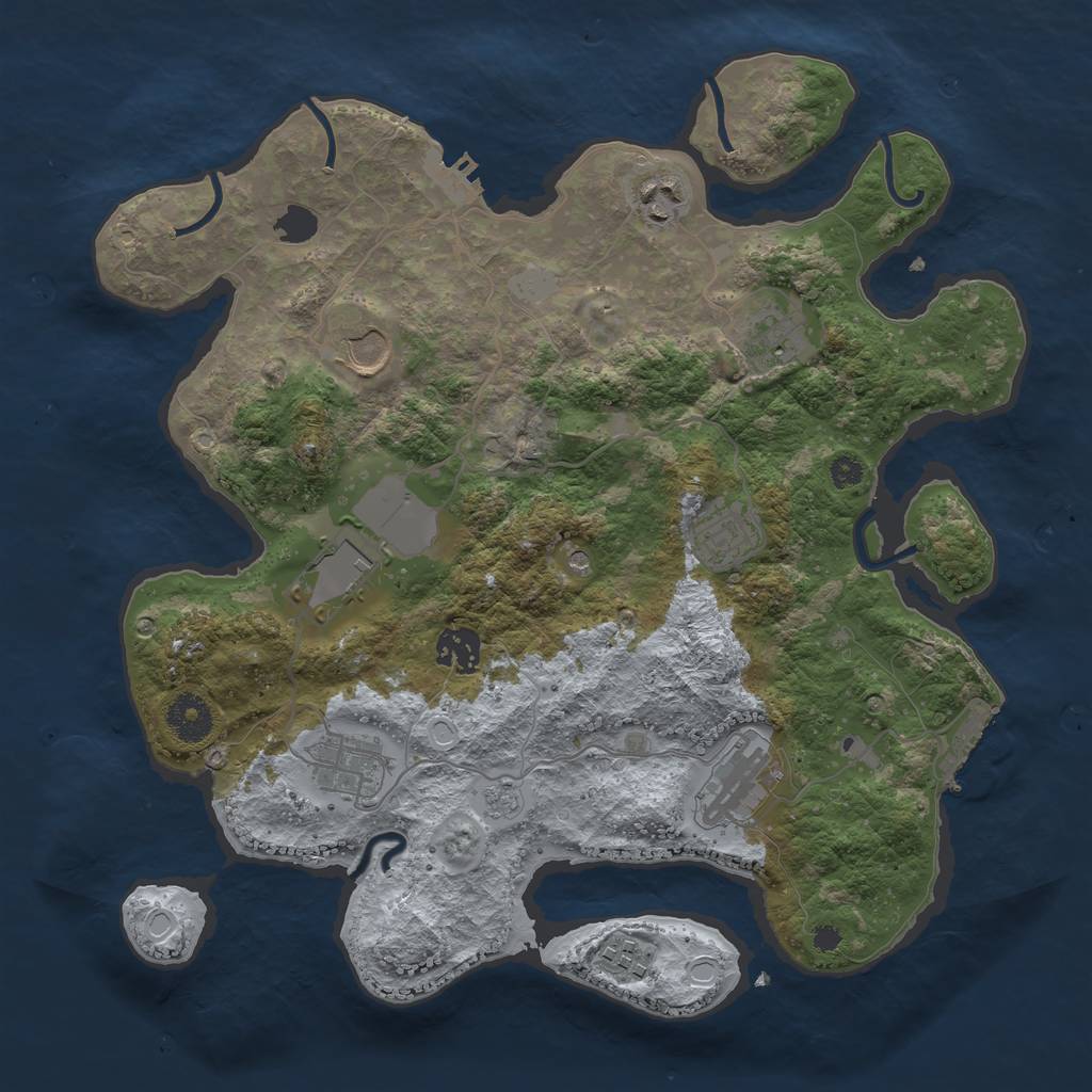 Rust Map: Procedural Map, Size: 3500, Seed: 1428240662, 18 Monuments