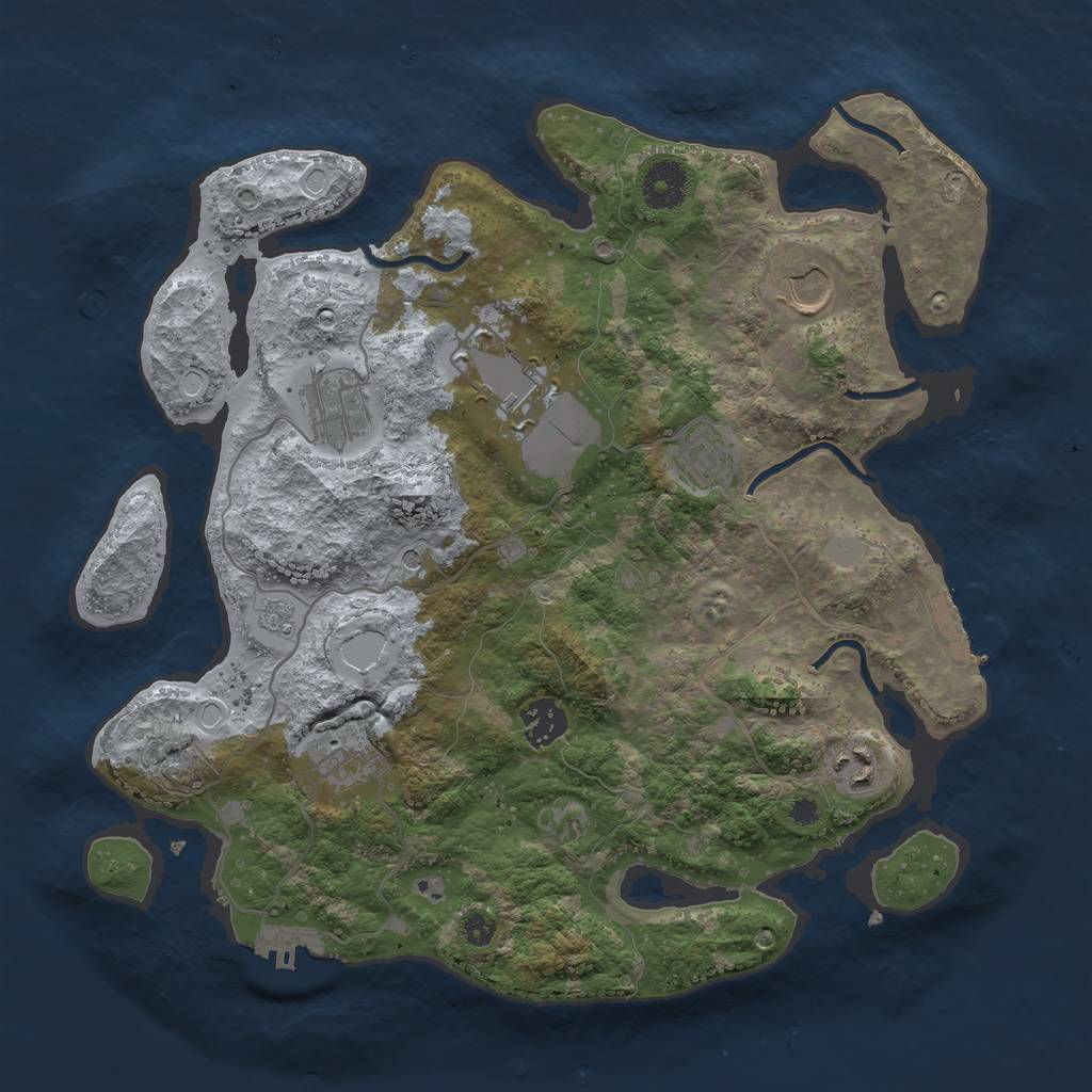 Rust Map: Procedural Map, Size: 3500, Seed: 40416674, 16 Monuments