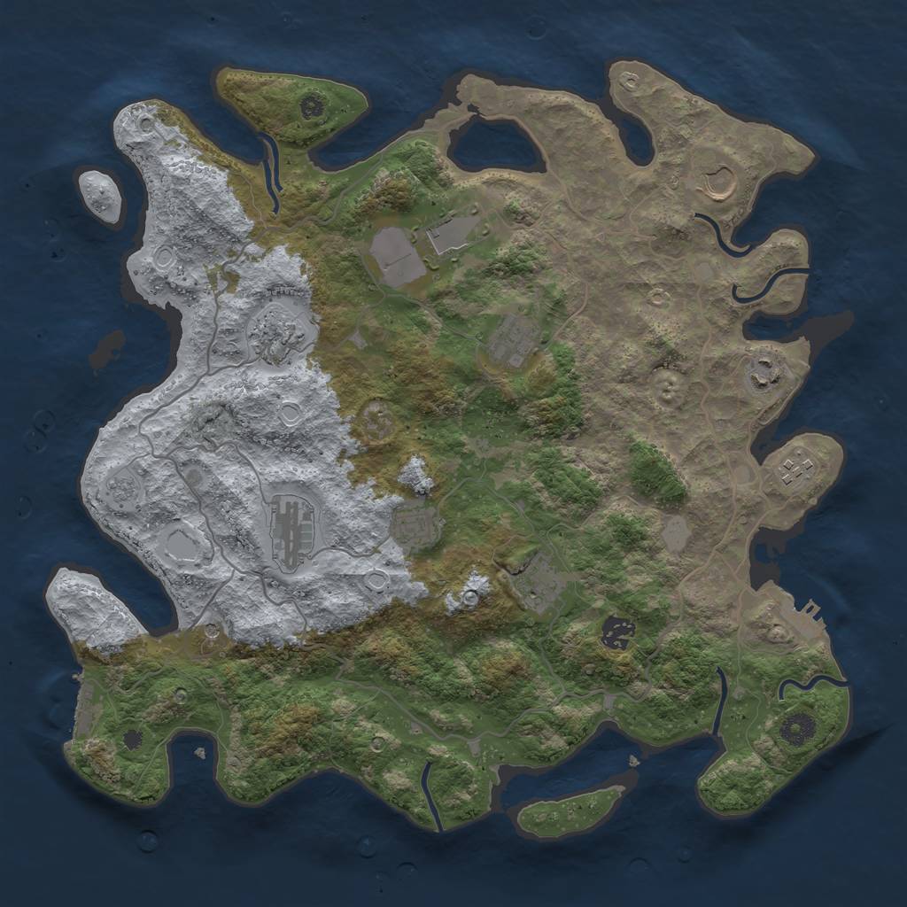 Rust Map: Procedural Map, Size: 4000, Seed: 438002953, 19 Monuments