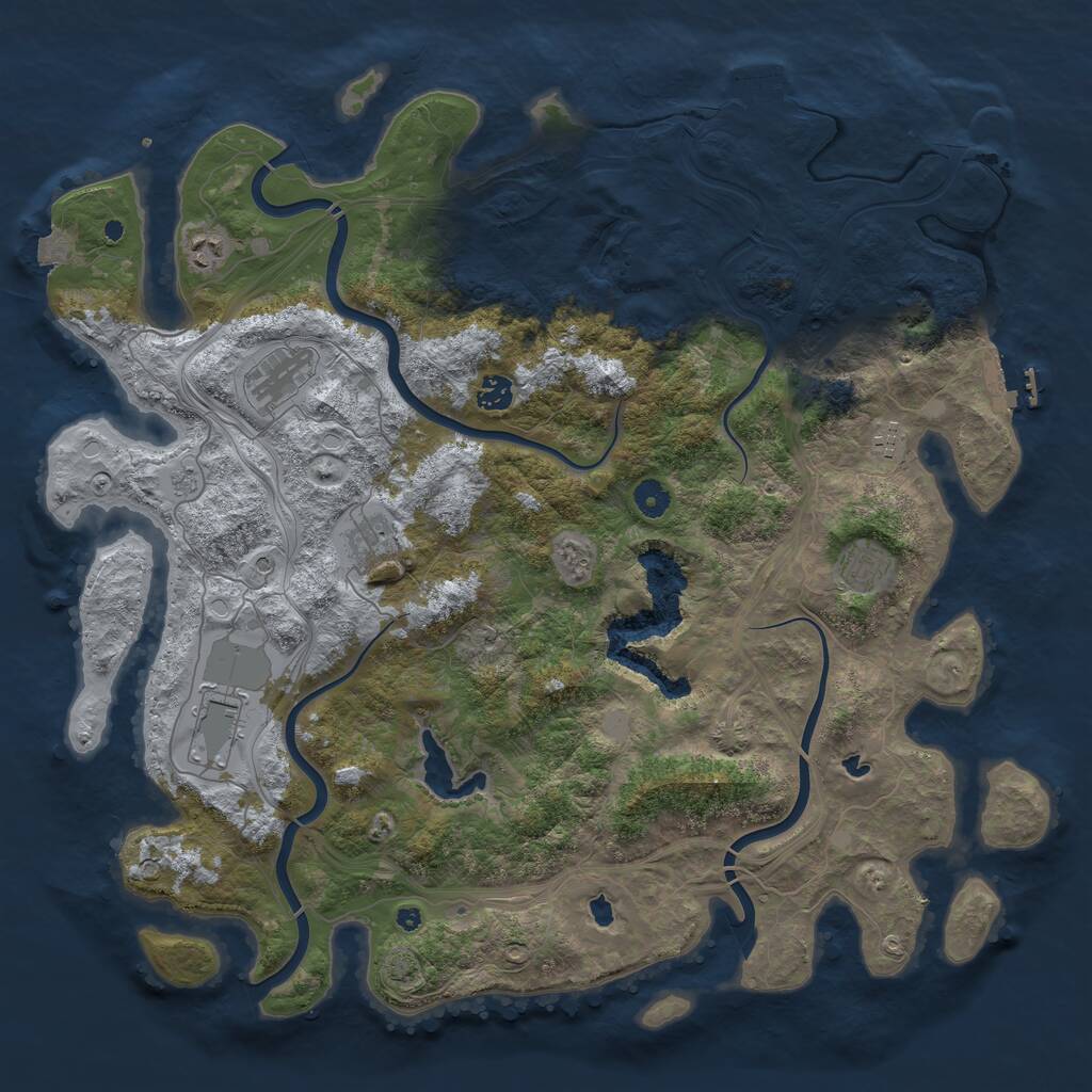 Rust Map: Procedural Map, Size: 4500, Seed: 1511247649, 13 Monuments