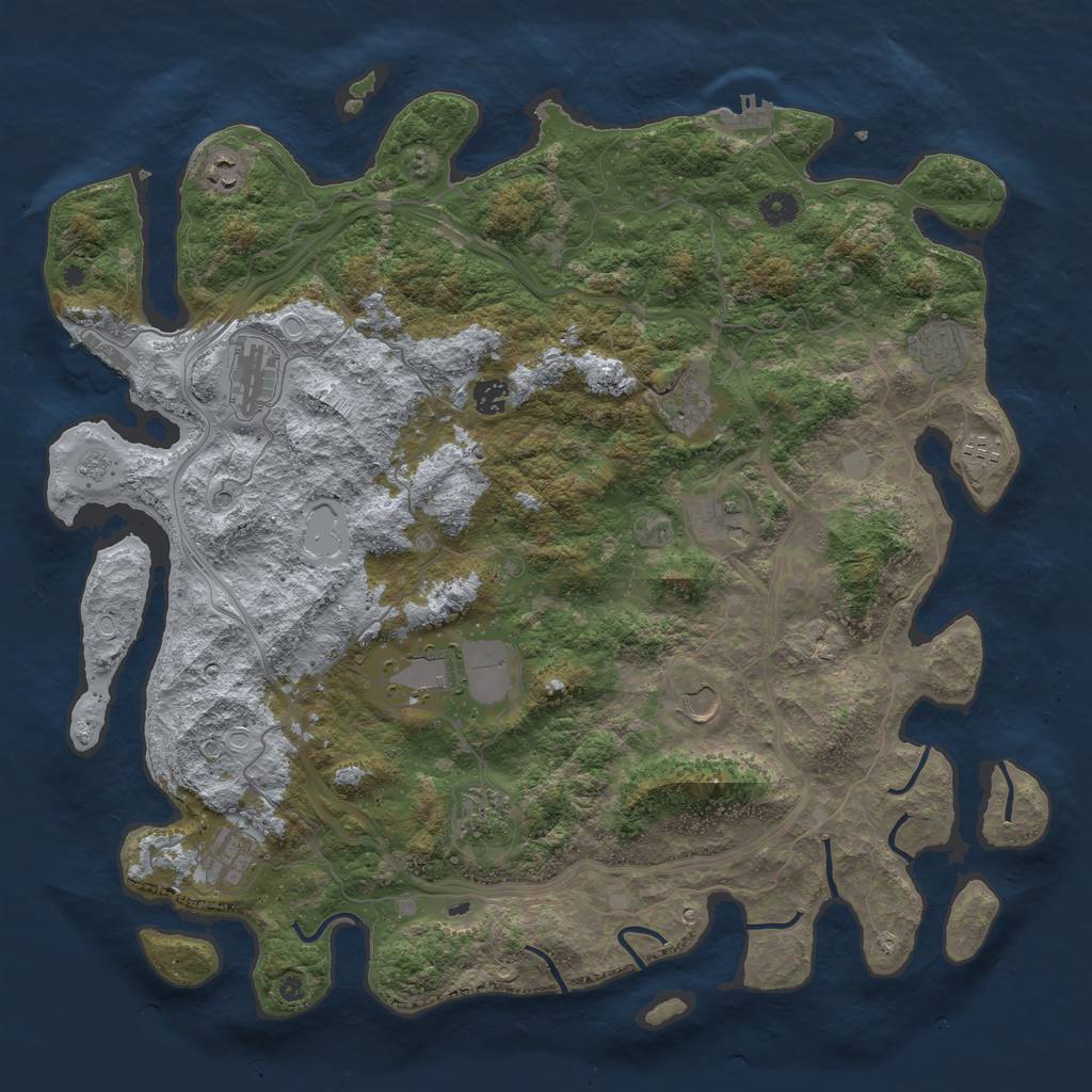 Rust Map: Procedural Map, Size: 4500, Seed: 1511247649, 20 Monuments