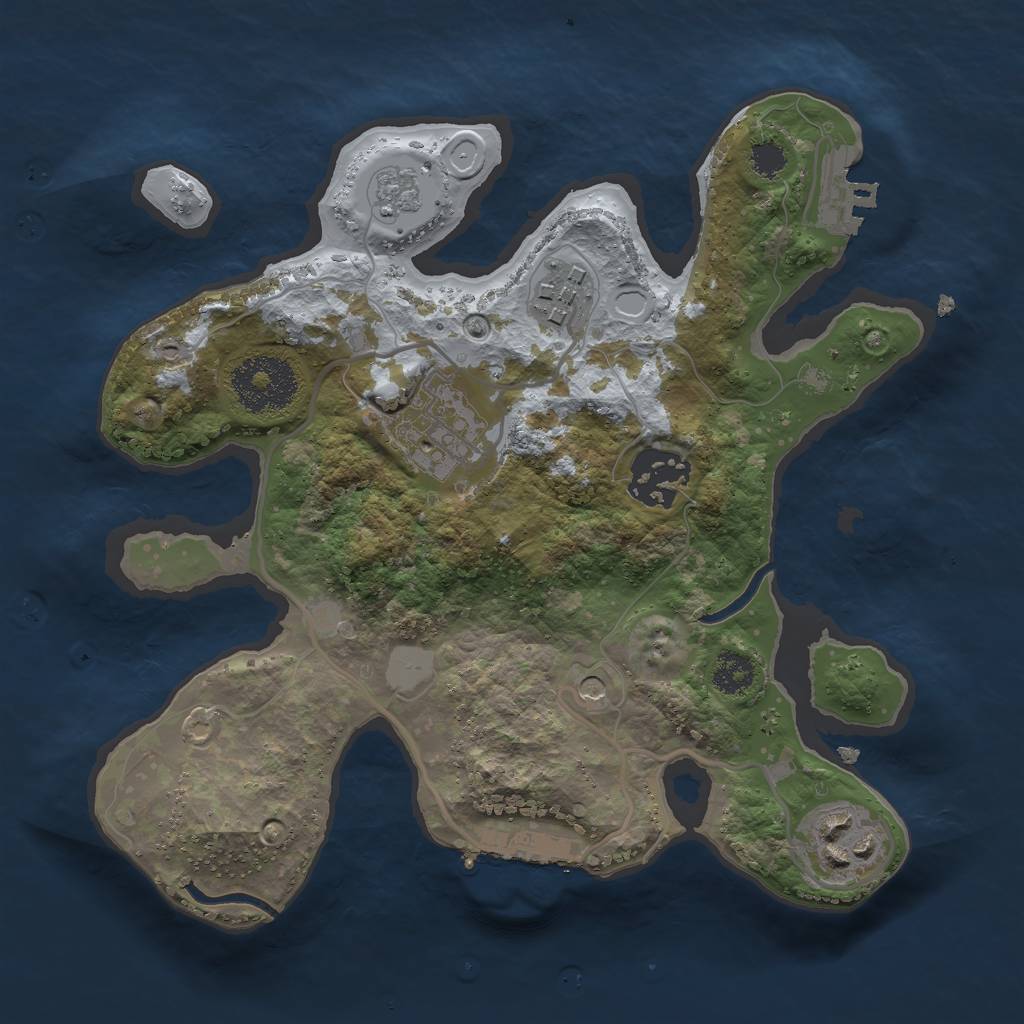 Rust Map: Procedural Map, Size: 2500, Seed: 986551, 13 Monuments