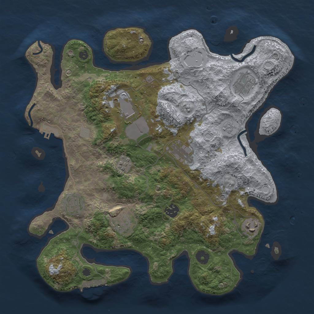 Rust Map: Procedural Map, Size: 3500, Seed: 30723334, 17 Monuments