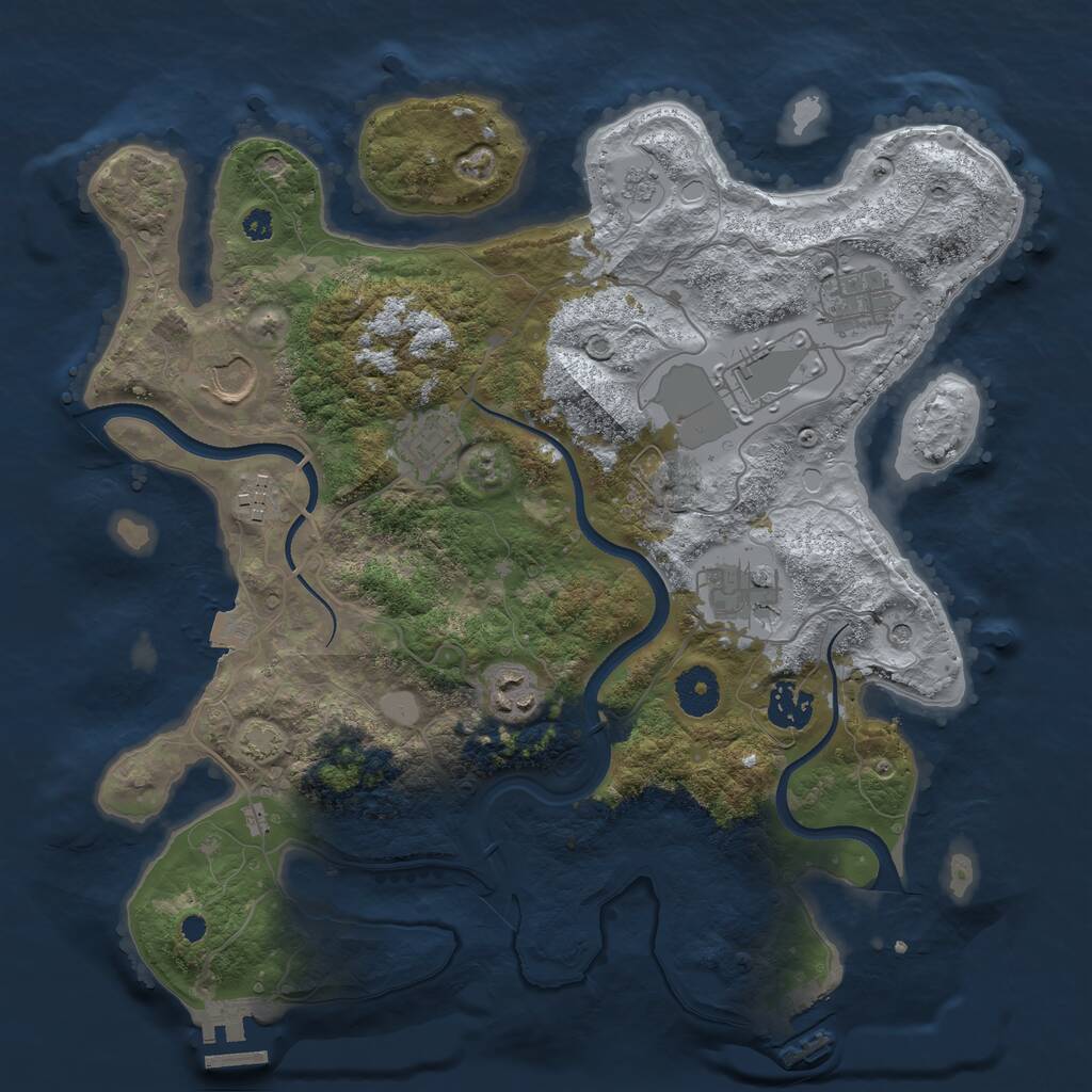 Rust Map: Procedural Map, Size: 3500, Seed: 30723334, 14 Monuments