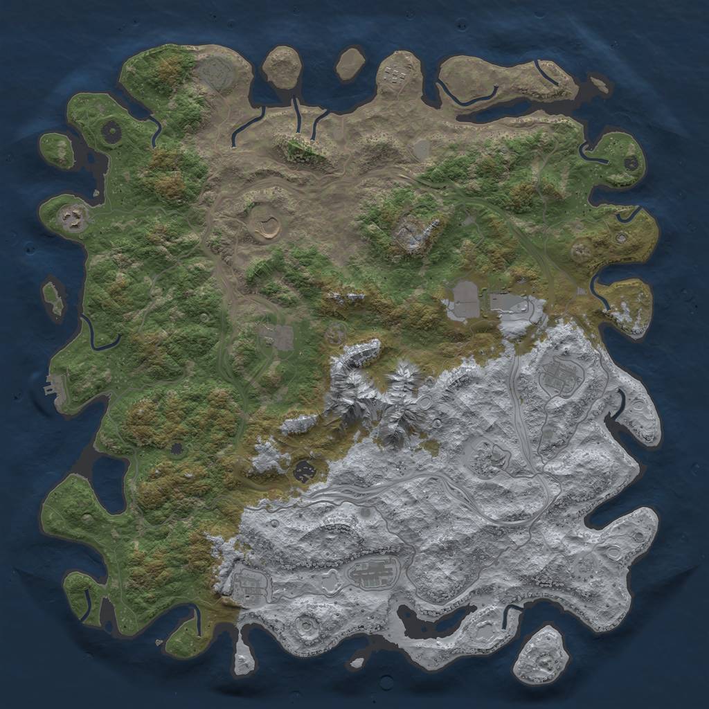 Rust Map: Procedural Map, Size: 5000, Seed: 20500, 19 Monuments