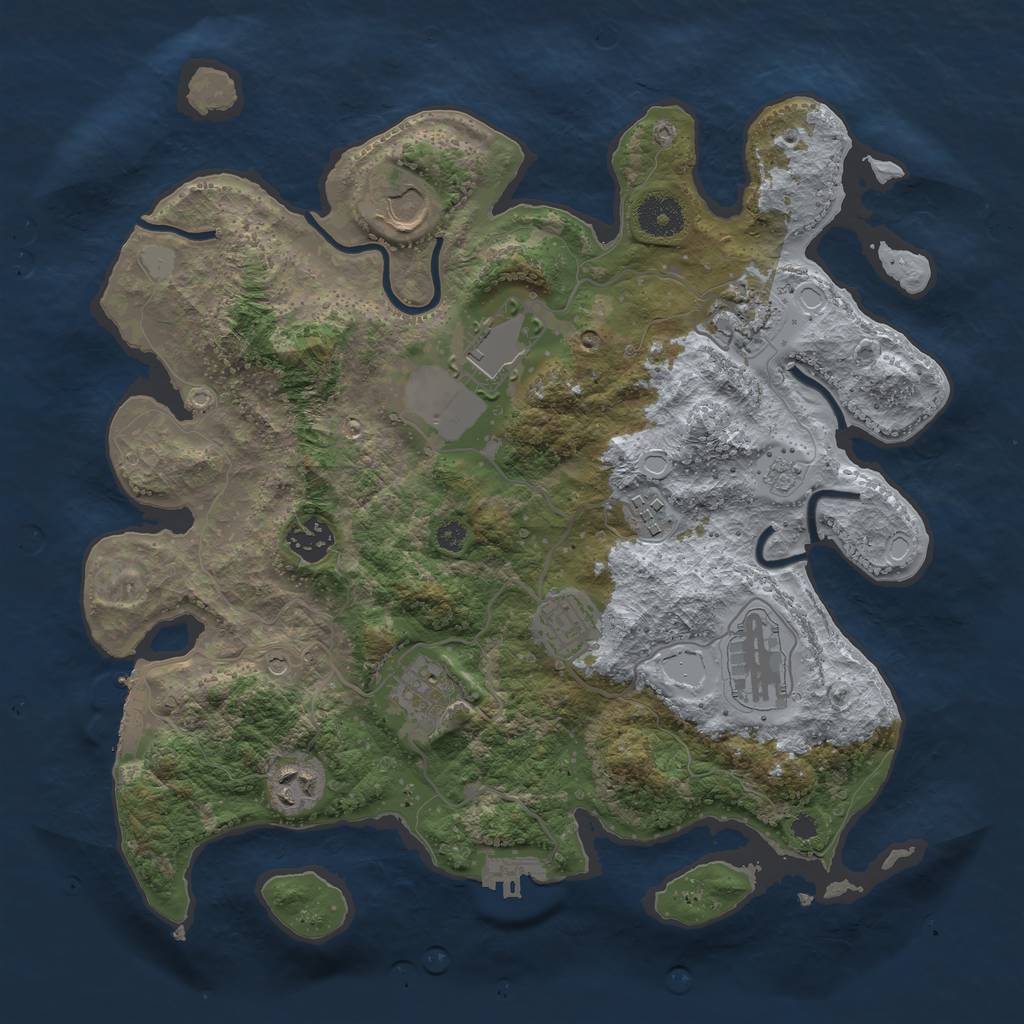 Rust Map: Procedural Map, Size: 3500, Seed: 624762165, 18 Monuments