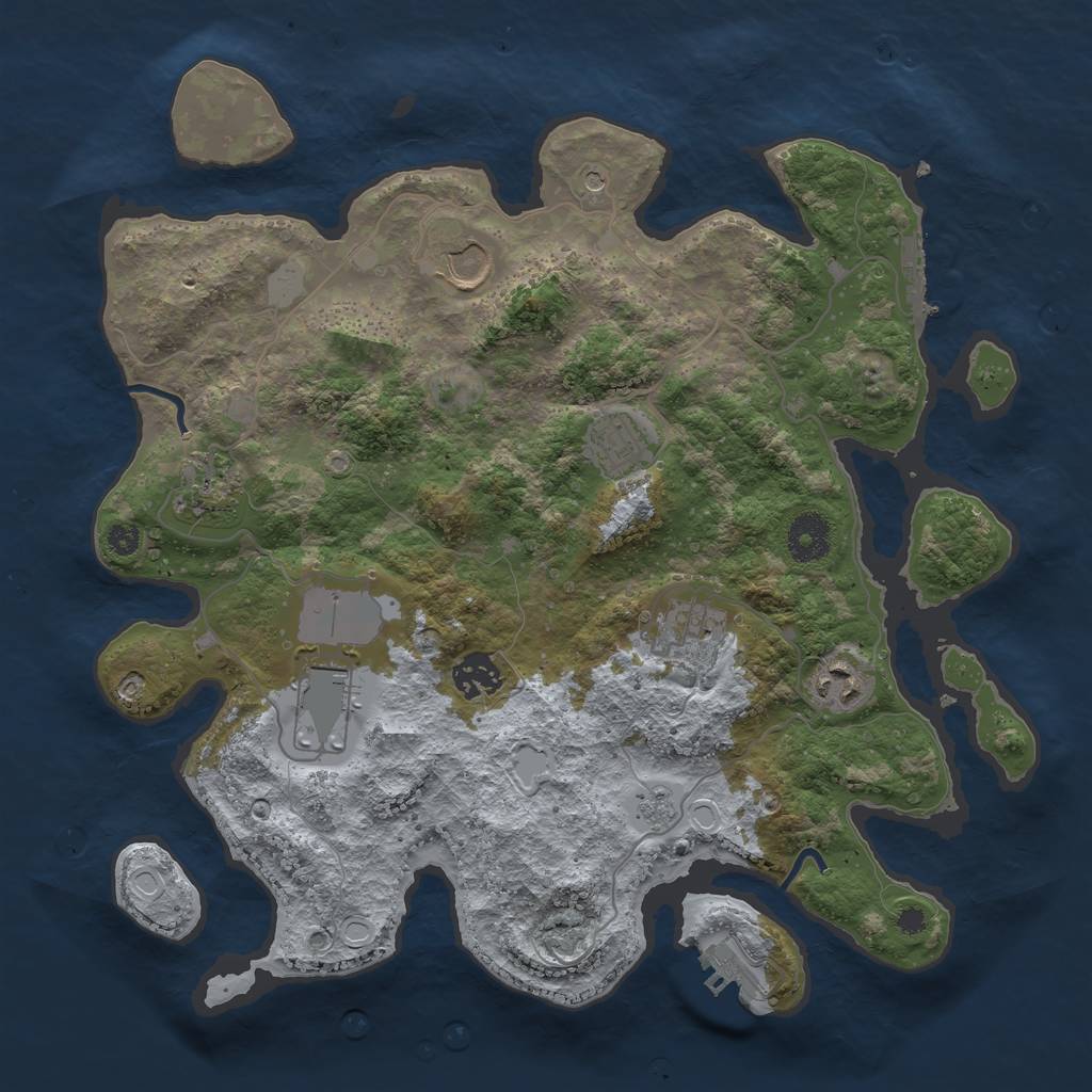 Rust Map: Procedural Map, Size: 3500, Seed: 15931513, 16 Monuments