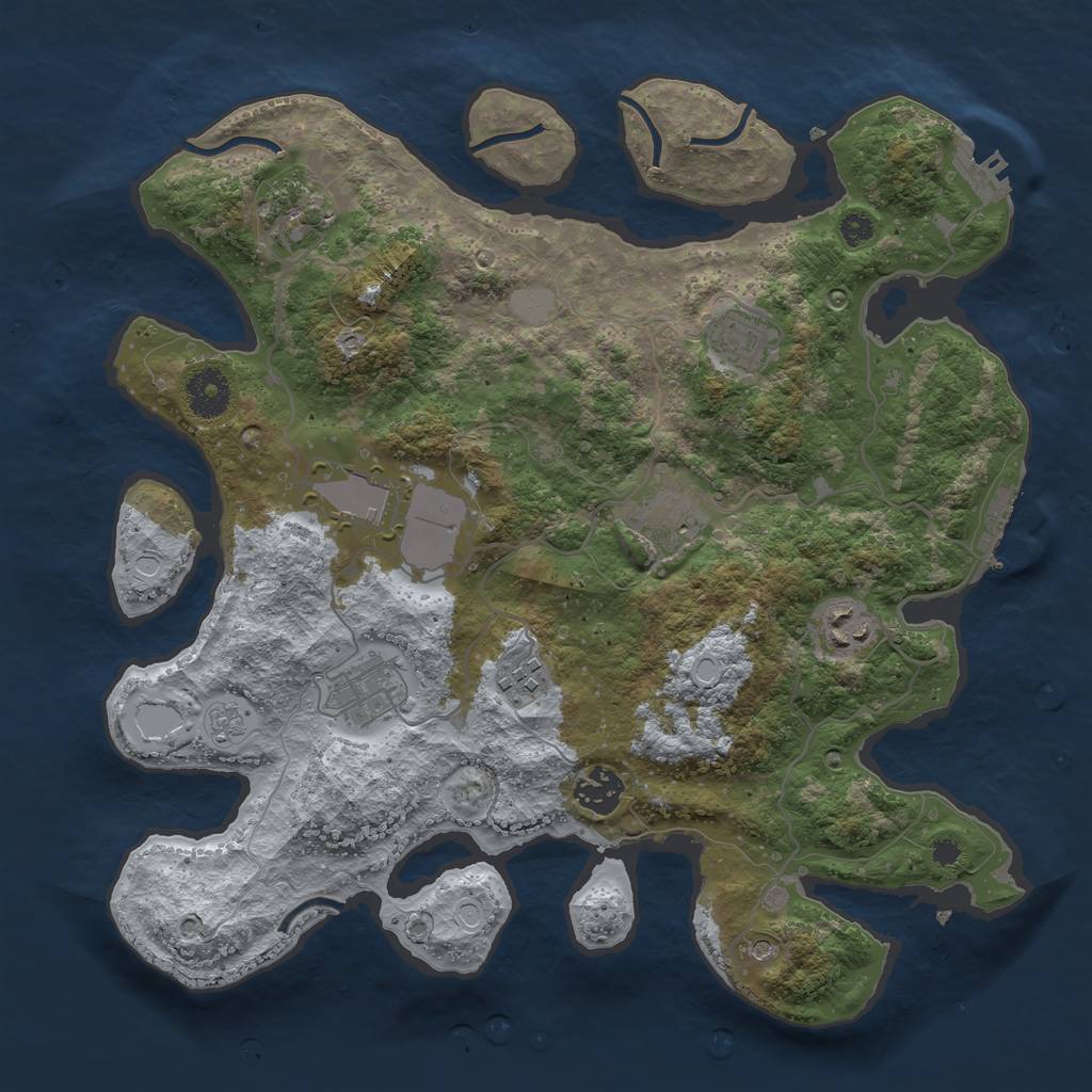 Rust Map: Procedural Map, Size: 3500, Seed: 84702940, 17 Monuments