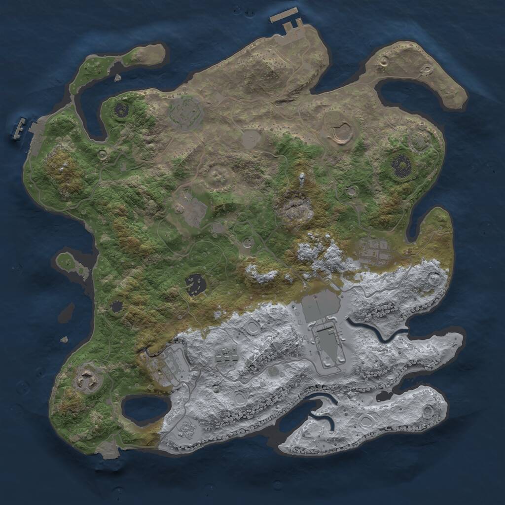 Rust Map: Procedural Map, Size: 3500, Seed: 16894, 15 Monuments